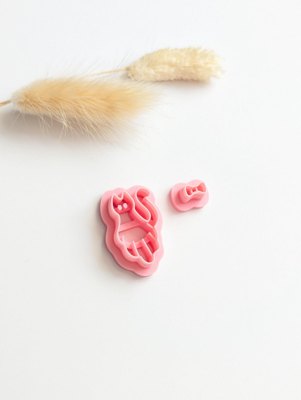 Ghost cat with bow tie polymer clay cutter