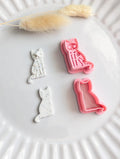 Skeleton cat polymer clay cutter set