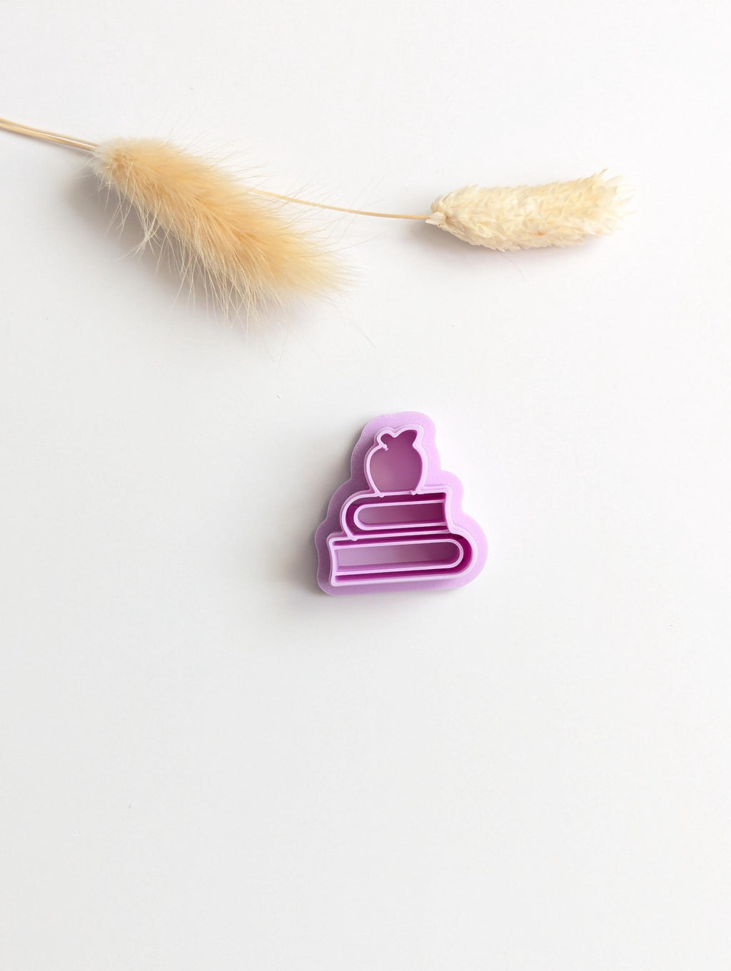 Apple and books polymer clay cutter