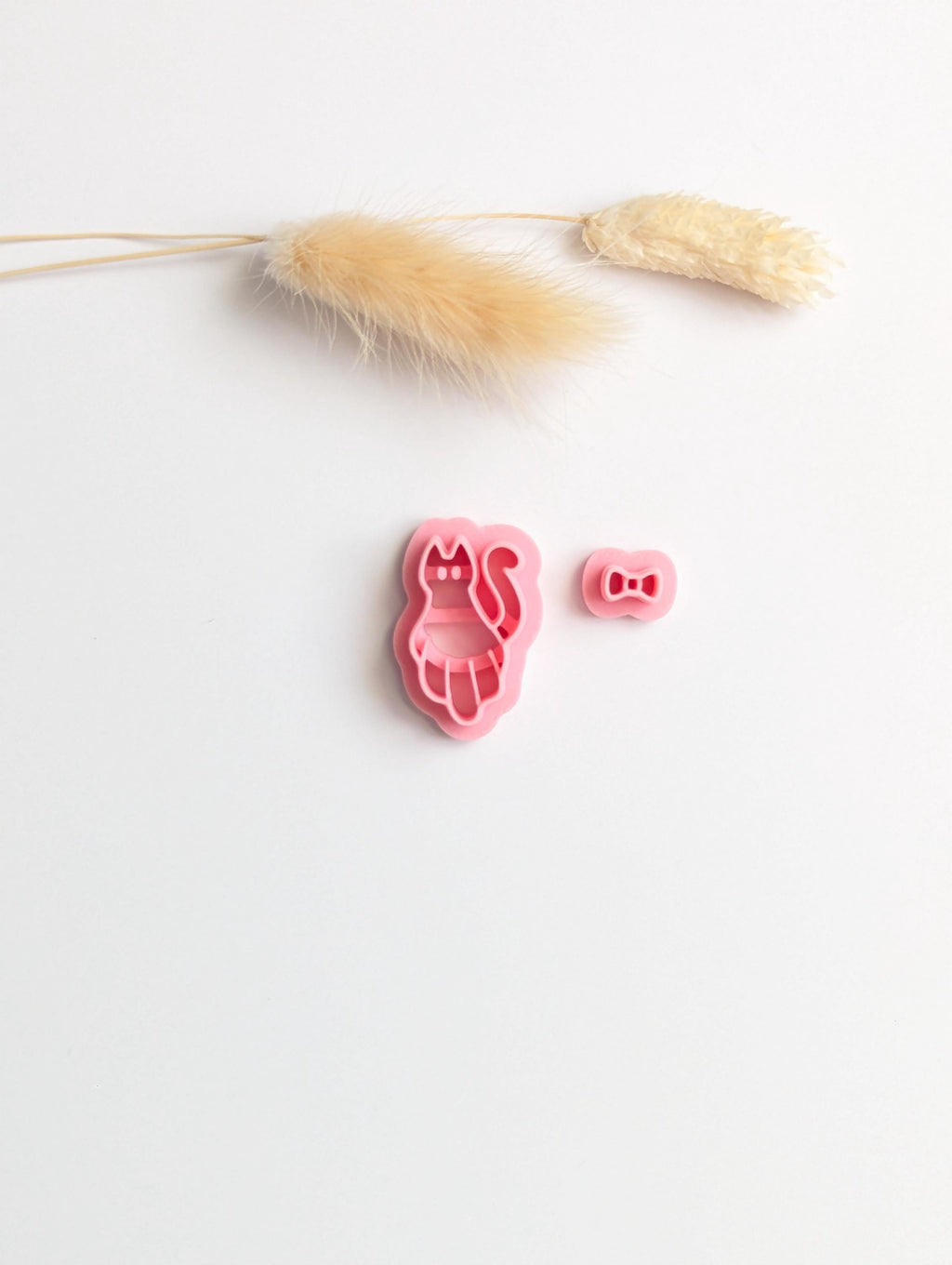 Ghost cat with bow tie polymer clay cutter