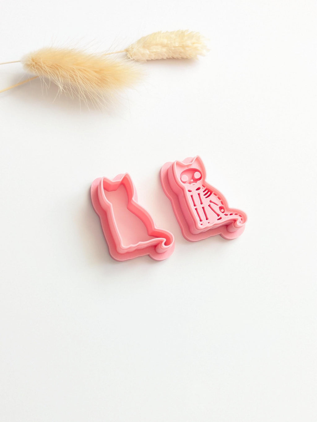 Skeleton cat polymer clay cutter set