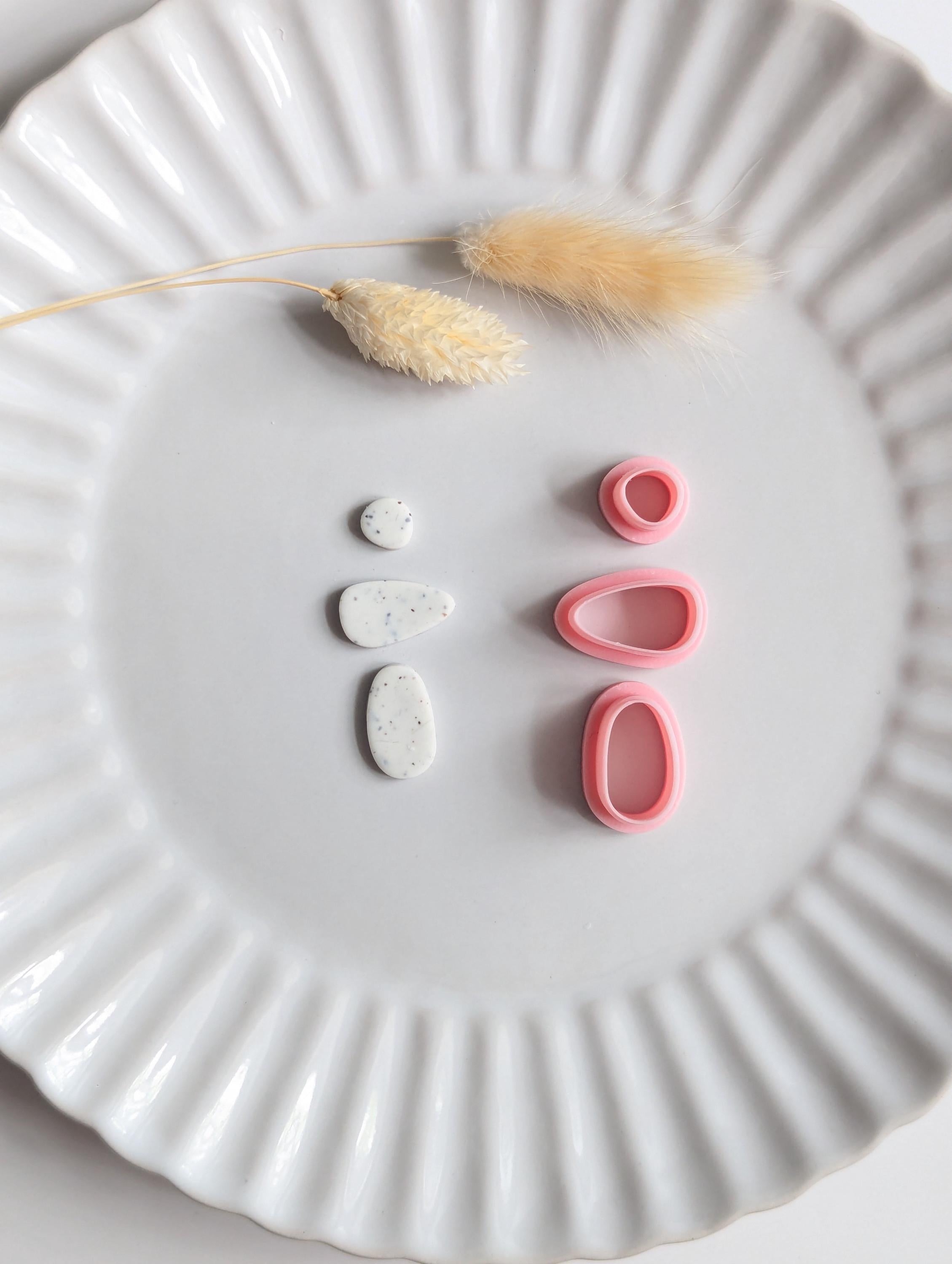 Pebble dangle polymer clay cutter set