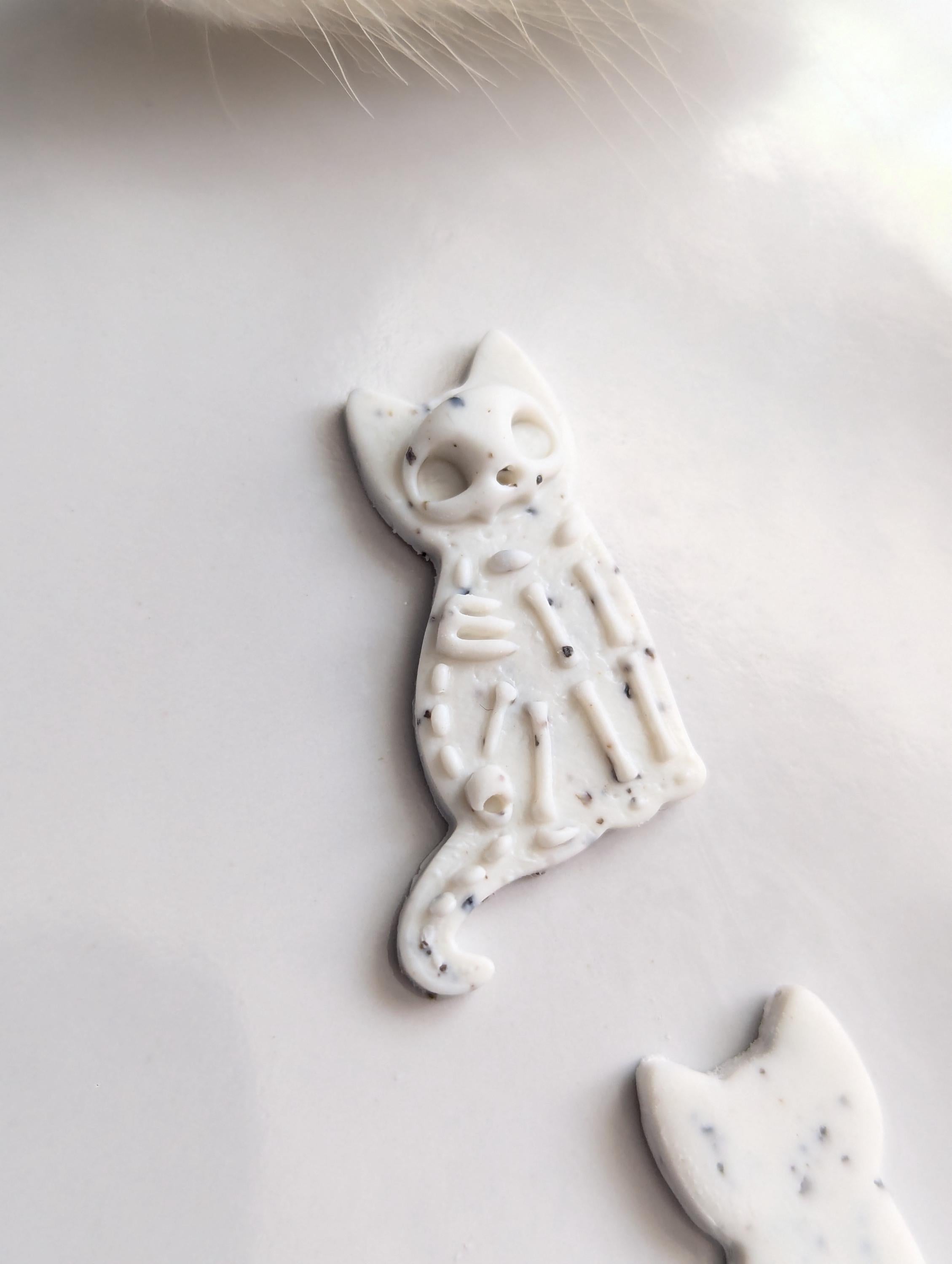 Skeleton cat polymer clay cutter set